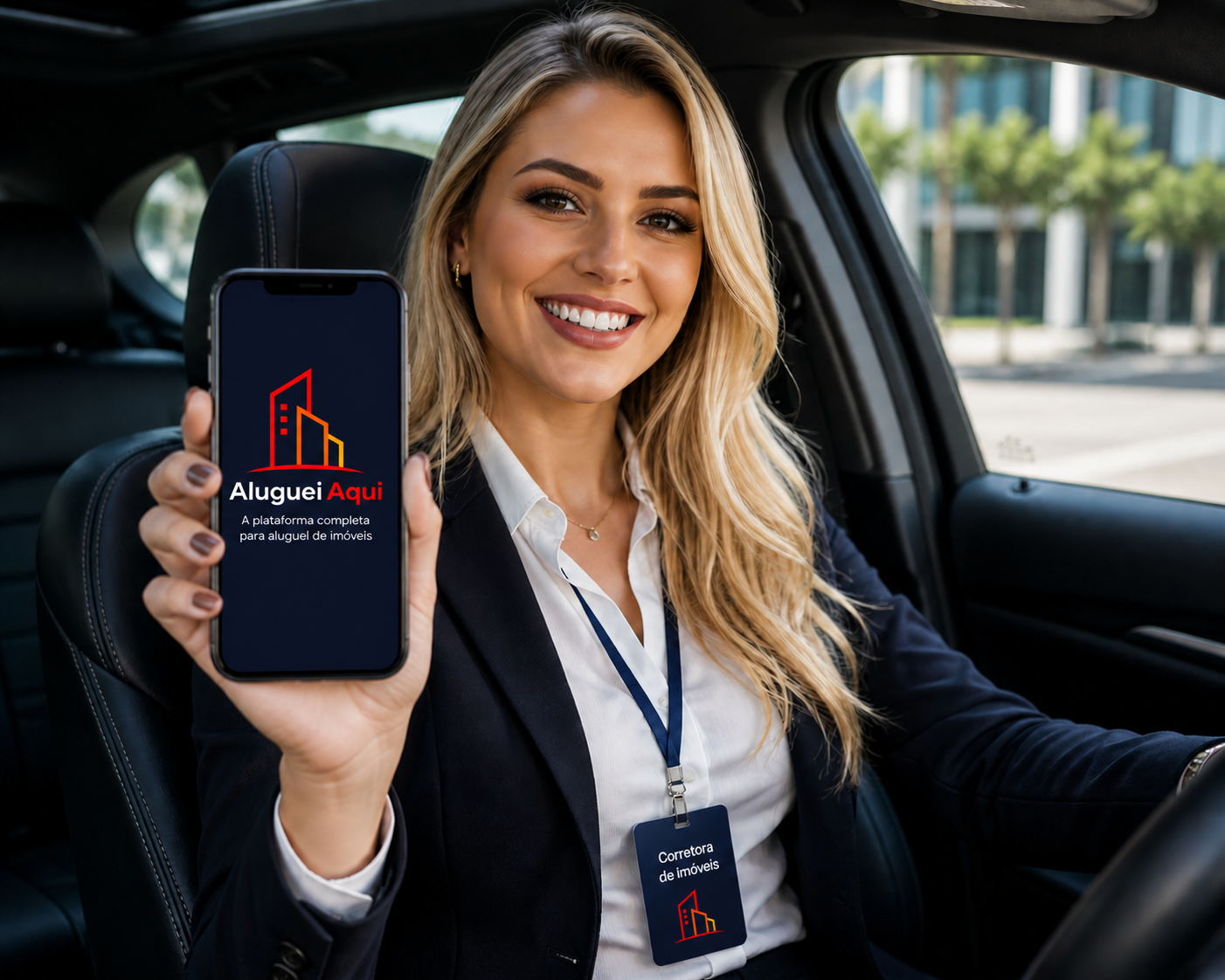 Corretora de imóveis exibindo indicação no app AlugueiAqui